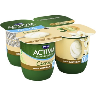 DANONE ACTIVIA vanilla flavour creamy bifidus fat-free no added sugar 4-pack units 115 g
