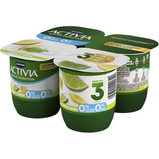 DANONE ACTIVIA bifidus with lemon and lime bits fat-free no added sugar 4-pack units 120 g