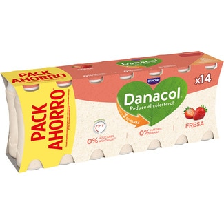 DANONE DANACOL Strawberry flavour with no added sugar, gluten-free 14-pack units 100 g economy pack