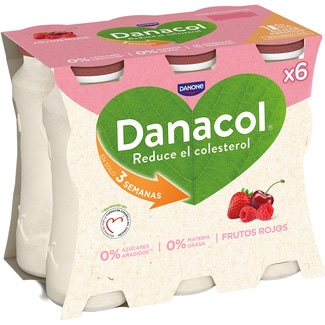 DANONE DANACOL red berry flavour 0% added sugar gluten-free 6-pack units 100 g