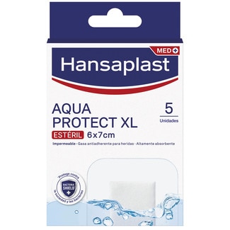 HANSAPLAST gasa antiadherente Aqua Protect XL para heridas altamente absorbente Box 5 Einheiten estéril 6X7 cm