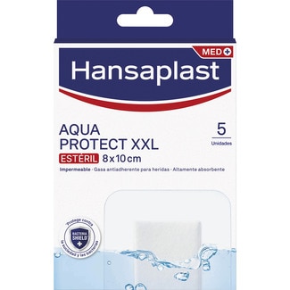 HANSAPLAST gasa antiadherente Aqua Protect para heridas altamente absorbente impermeable Box 5 Einheiten estéril 8x12 cm