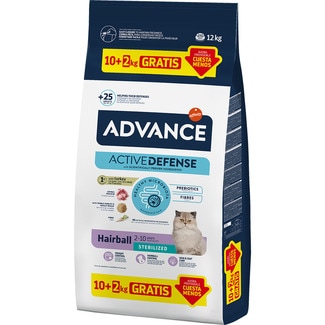 ADVANCE Hairball food for sterilised cats turkey container 12 kg