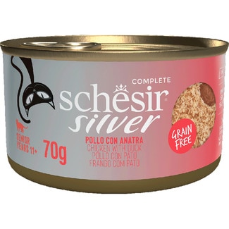 SCHESIR wet food for senior cats chicken and duck tin 70 g
