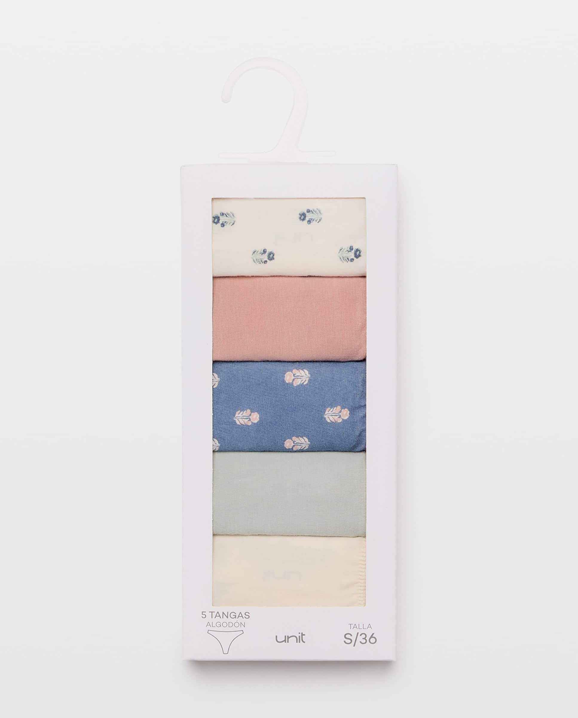 Pack 5 tangas de mujer algodón estampdos 260 Salmón-6