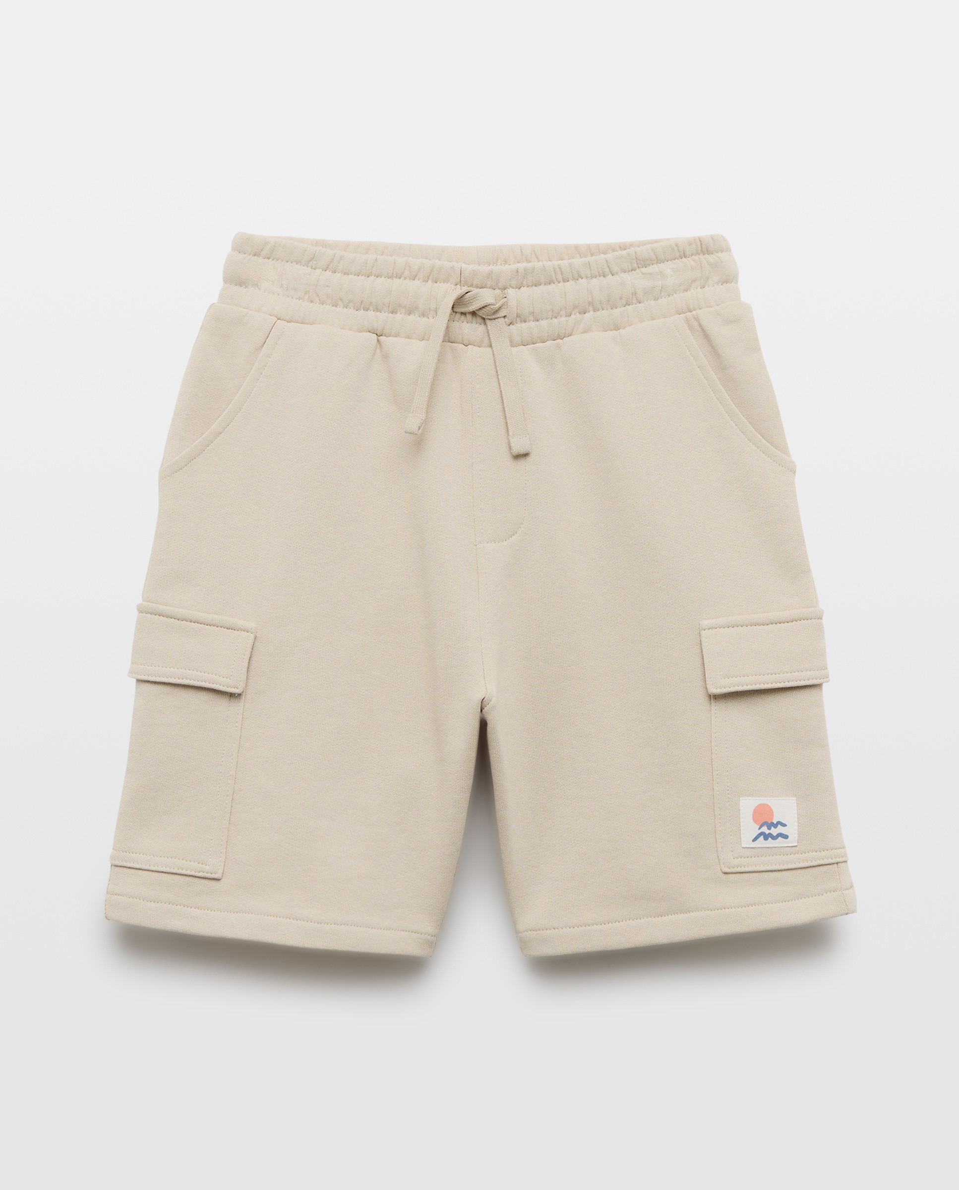 Bermuda de niño felpa cargo Beige-1