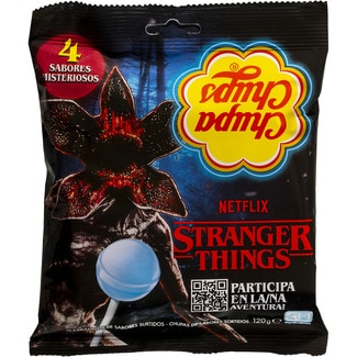 CHUPA CHUPS Stranger Things Netflix Bonbons am Stiel 4 geheimnisvolle Geschmacksrichtungen Tasche 120 g