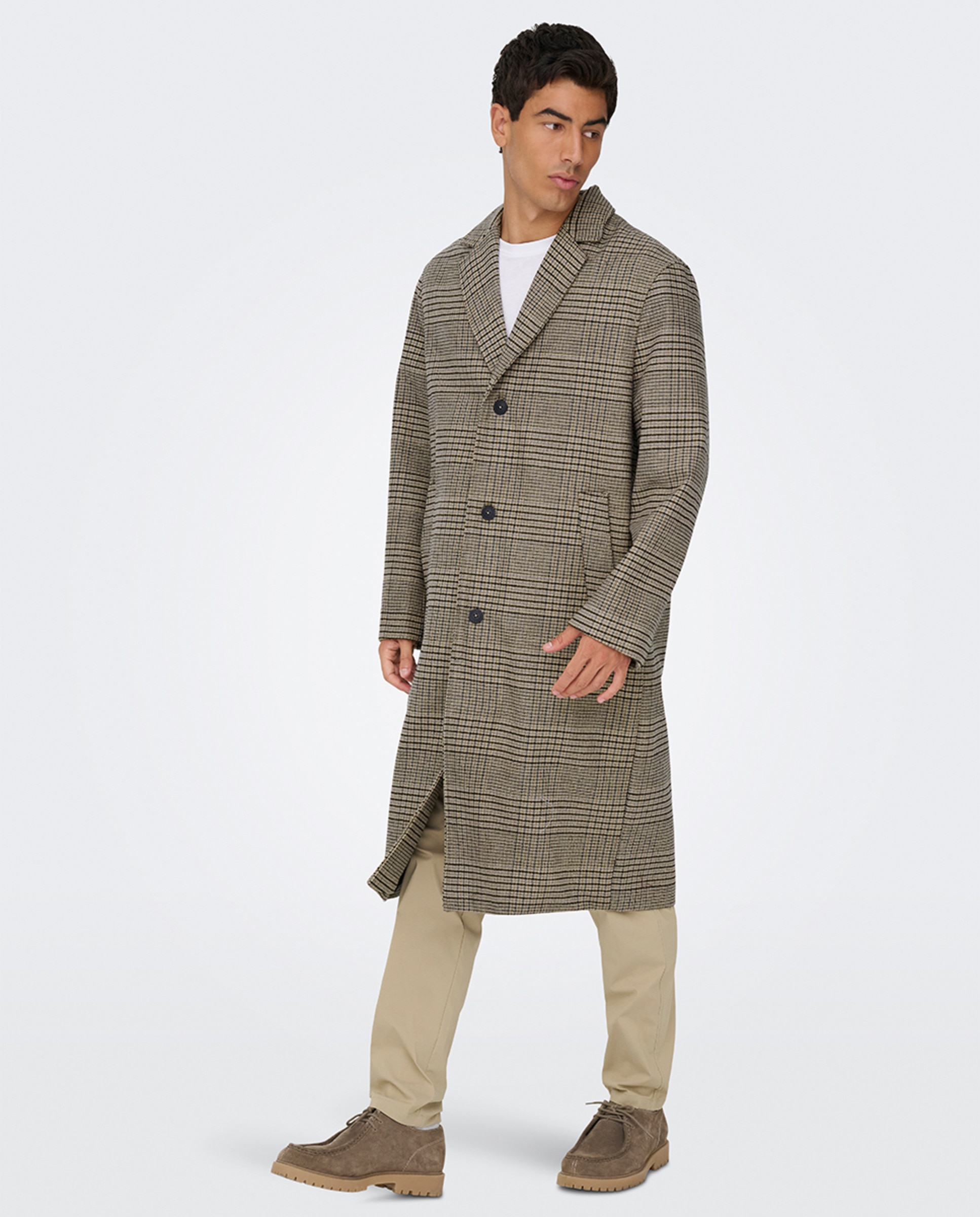 Sobretudo de Pano Relaxed Fit Castanho-claro-7