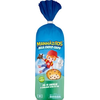 Manhãzitos Bolos com Pepitas de Chocolate de Leite 8 Unidades embalagem 280 g
