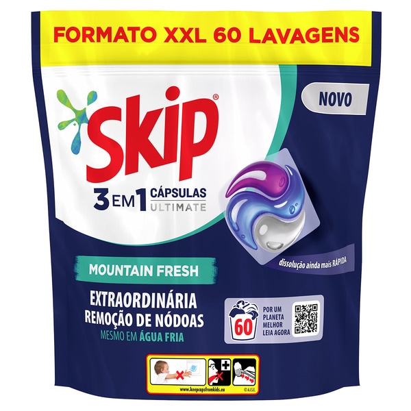 Detergente de Roupa Cápsulas Mountain Fresh Ultimate embalagem 60 doses