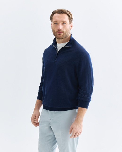 Emidio Tucci - Jersey de hombre cuello semicisne cremallera liso tallas grandes.