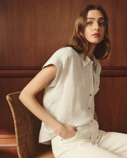 Lloyd's - Camisa de mujer manga corta de lino.