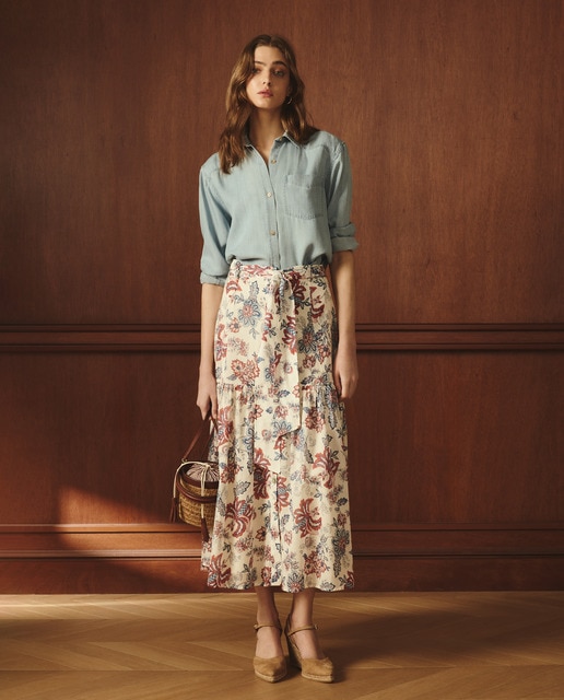 Lloyd's - Falda de algodón con print floral.