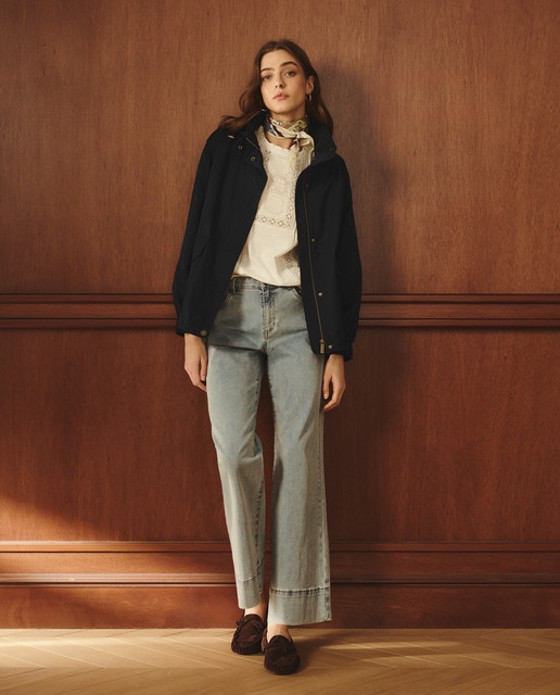 Lloyd's - Parka lisa ligera corta con capucha de mujer.