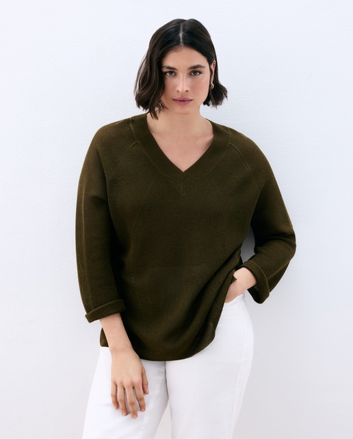 Couchel - Jersey de mujer cuello pico estructura.