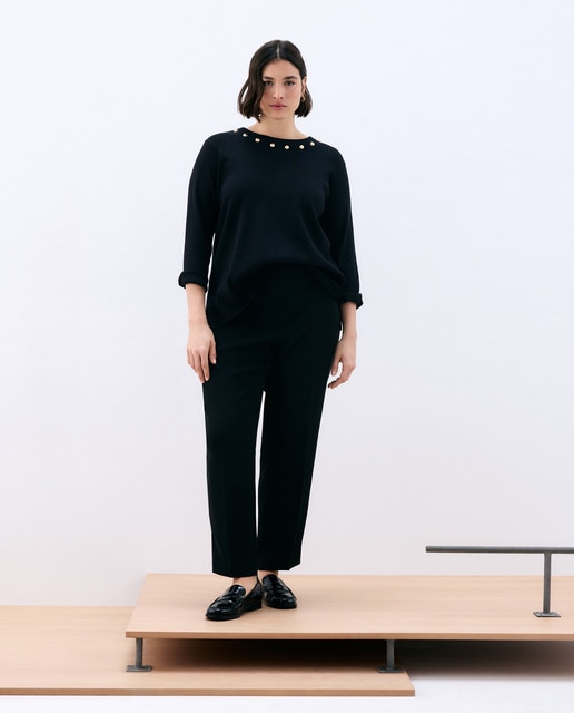 Couchel - Jersey de mujer con cuello pico y snaps.