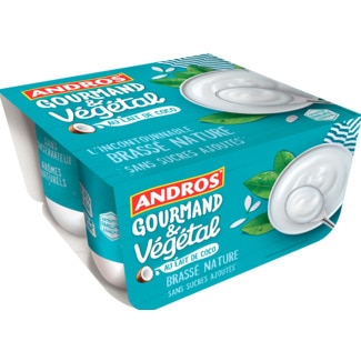Andros Gourmand & Végétal Sobremesa de Leite de Coco Natural Pack 4 embalagem 100 g