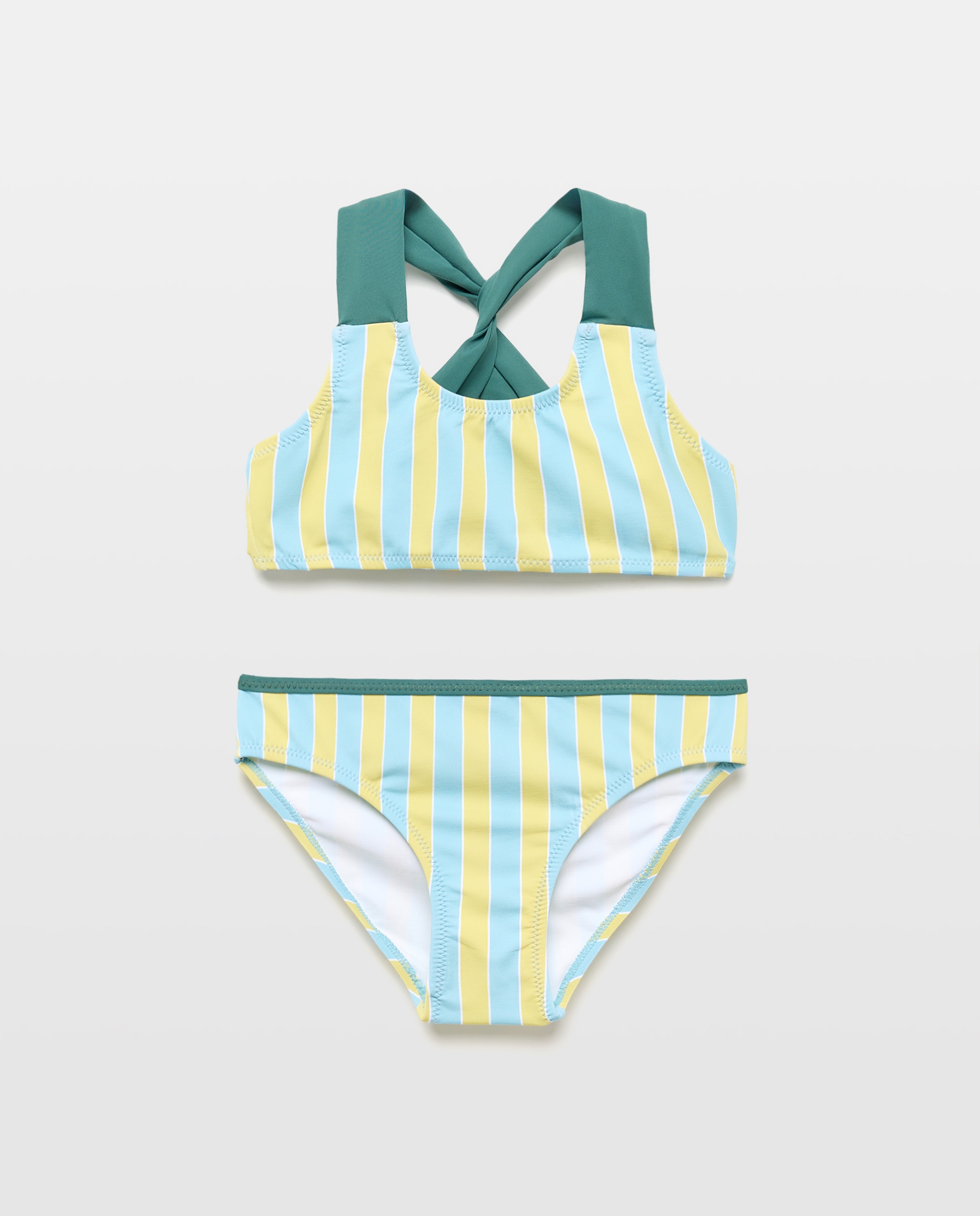 Bikini niña sencillo rayas 450 Turquesa-1