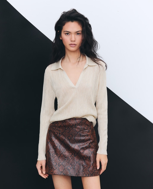 Tintoretto - Jersey de mujer cuello polo lurex.