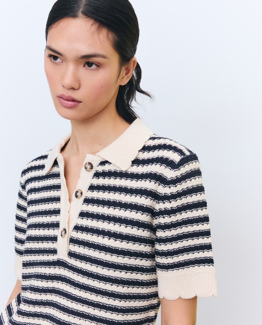 Tintoretto - Jersey de mujer con cuello polo y zigzag.