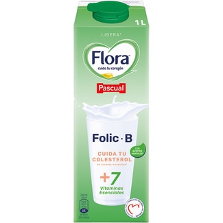 FLORA FOLIC B bebida láctea Ligera elaborada con leche desnatada y aceites vegetales brik 1 l