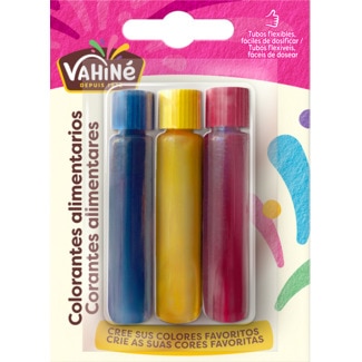 Vahiné Corantes Alimentares Pack 3 embalagem 6 ml