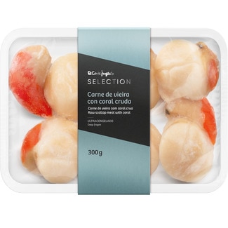 EL CORTE INGLES SELECTION Rohes Fleisch von der Jakobsmuschel im eigenen Saft Schale 300 g