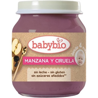 BABYBIO tarrito de manzana y ciruela ecológico sin leche sin gluten desde 4 meses Schale 130 g