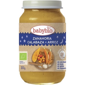BABYBIO tarrito de zanahoria, calabaza y arroz ecológico sin gluten sin leche desde 6 meses Schale 200 g