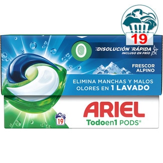 ARIEL detergente cápsulas Frescor de los Alpes Todo en 1 Pods caja 19 cápsulas
