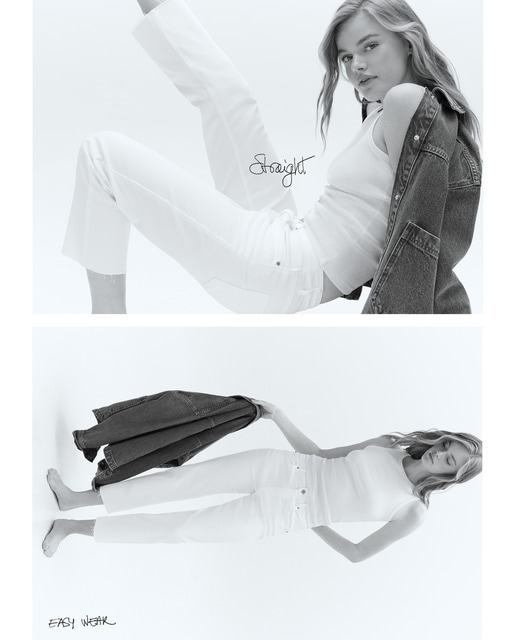 Easy Wear - Pantalón denim de mujer recto crop con tiro alto.