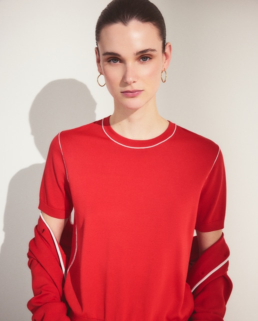 Woman El Corte Inglés - Jersey de mujer con manga corta y vivo.