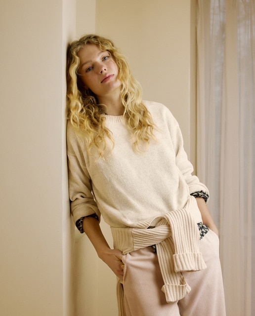 Southern Cotton - Jersey de mujer en punto chenilla con lurex.