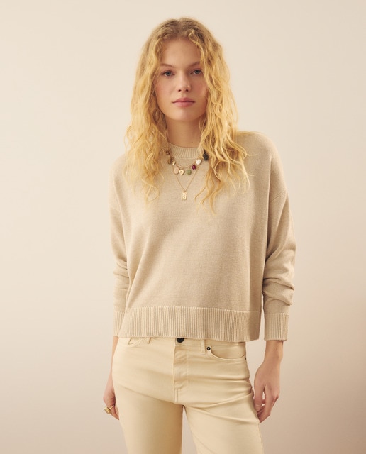 Southern Cotton - Jersey de punto perlado de mujer con lúrex.