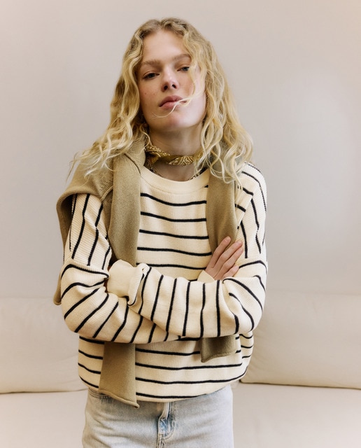 Southern Cotton - Jersey perlado de mujer con rayas.