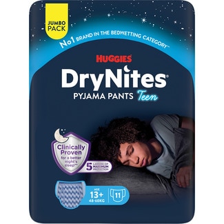HUGGIES DRY NITES calzoncillos de noche absorbentes para niños +13 años 48-60 kg bolsa 11 unidades
