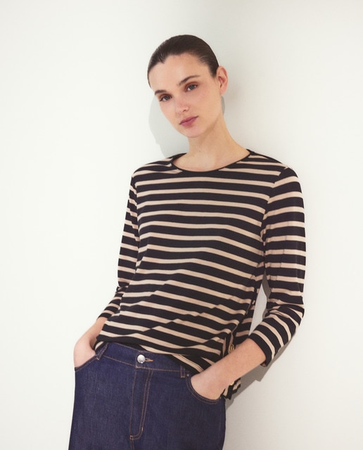 Woman El Corte Inglés - Camiseta de manga larga de mujer con rayas.