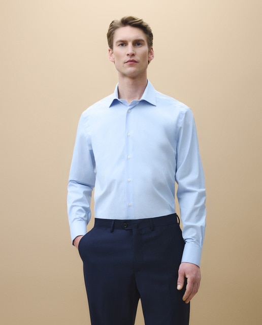 Emidio Tucci - Camisa vestir manga larga cuello italiano de hombre.