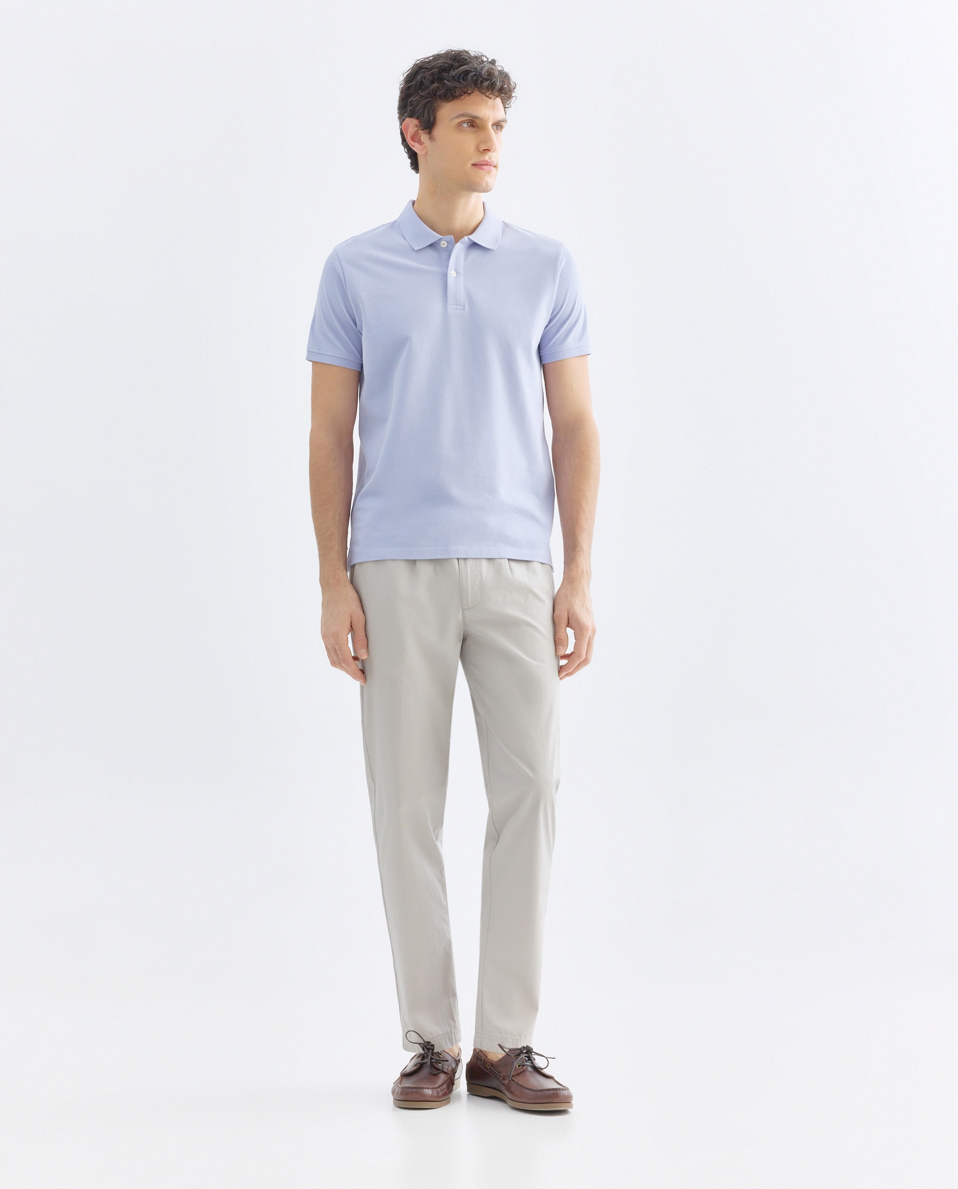 Pantalón hombre chino gomas popelín Gris claro-1