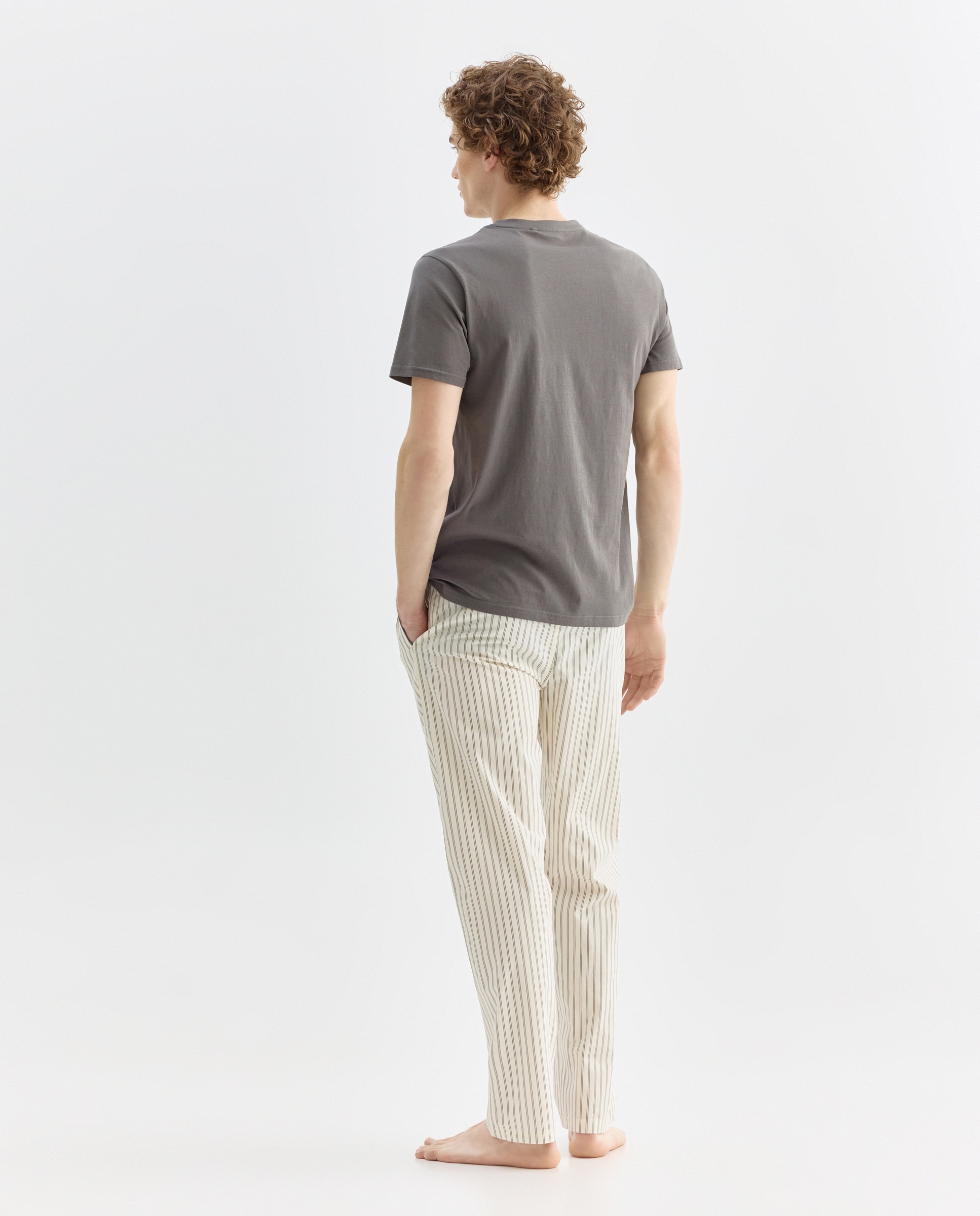 Pijama hombre combinado camiseta y pantalón largo algodón 830 Antracita-2