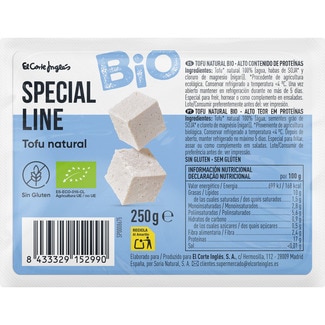 SPECIAL LINE EL CORTE INGLES Bio Natürlicher ökologischer Tofu glutenfrei Behälter 250 g