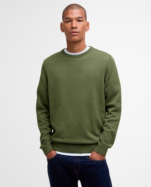 Barbour - Jersey de hombre liso y cuello redondo.