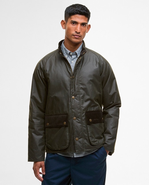 Barbour - Chaqueta de hombre encerada con cuello alto.