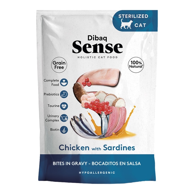 Dibaq Sense - Comida húmeda para para gatos adultos esterilizados Dibaq Sense bocaditos en salsa pollo…