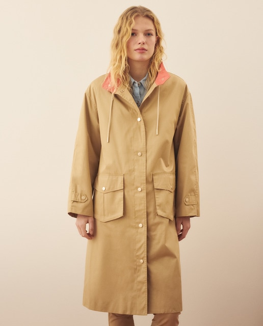 Southern Cotton - Gabardina larga con contrastes.