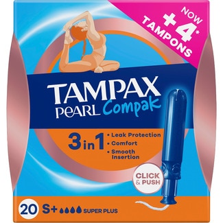 TAMPAX Compak Pearl tampones con aplicador super plus 3 en 1 Box 20 Einheiten