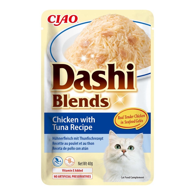 Churu – Comida húmeda para gatos adultos Dashi Churu pollo con atún 40 g.