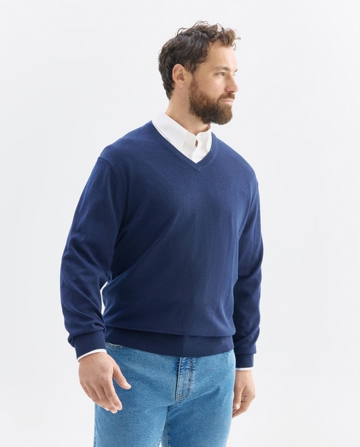 Emidio Tucci - Jersey de hombre cuello pico liso tallas grandes.