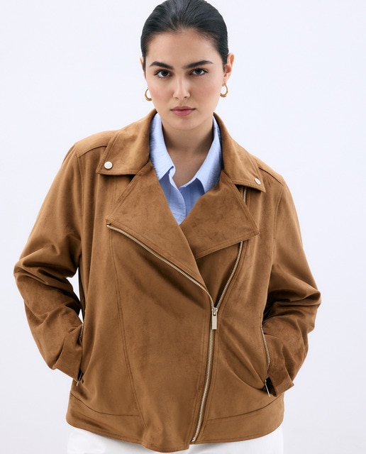 Couchel - Cazadora biker de mujer realizado en antelina.
