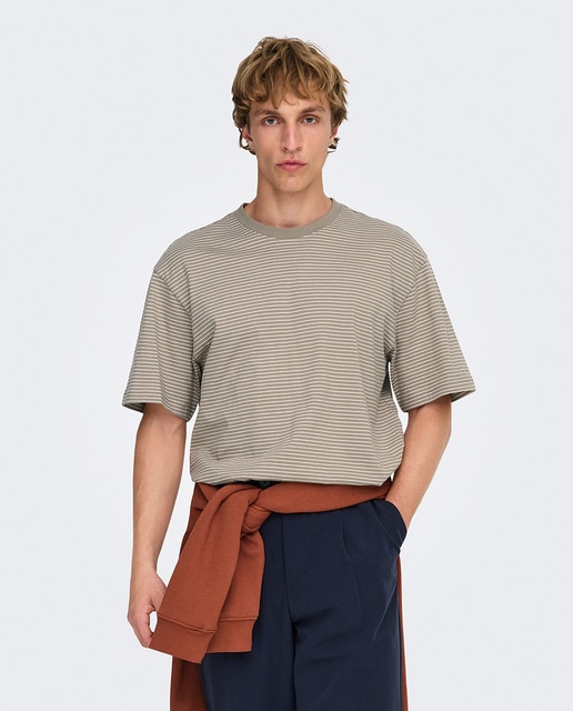 Only & Sons - Camiseta de hombre manga corta relaxed fit 100% algodón orgánico..